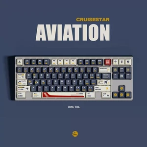 Keycap 140 Keys Navy White Dye-sub PBT For Cherry MX Keyboard Aviation Theme - Picture 1 of 14