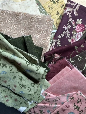 Stoffpaket Grün Rosa Gelb Patchworkstoffe Baumwollstoff Moda Thimbleberries  1kg - Bild 1 von 4