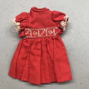 Vintage Skipper RED DRESS WITH WHITE Lace, Ties 1960s - Picture 1 of 9