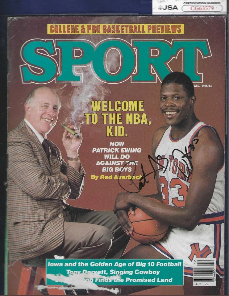 Patrick Ewing NBA NY Knicks Basketball HOFer Autographed SPORT Magazine JSA COA - Image 1 of 1