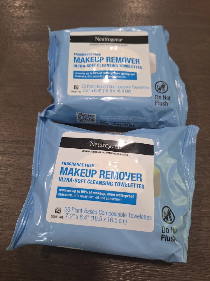NEUTROGENA TOALLITAS DESMAQUILLANTES SIN FRAGANCIA 25 TOALLITAS LOTE DE 2 NUEVAS Foto 1 de 1