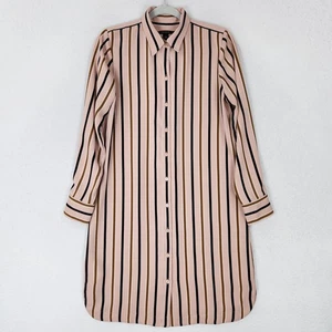 Ann Taylor Kleid Damen klein rosa gestreift Knopfleiste Langarmshirt Karriere - Bild 1 von 12