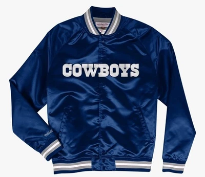 Chaqueta Mitchell & Ness NFL Dallas Cowboys PolySatin Azul Marino Para Hombres Grande SKU 249 Foto 1 de 4
