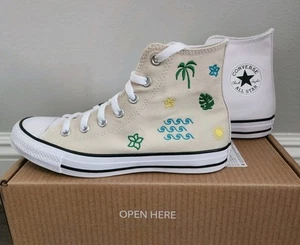 CONVERSE CHUCK TAYLOR ALL STAR MID TOP WOMENS SIZE 8 BEACH SUMMER THEME CUSTOM - Picture 1 of 15