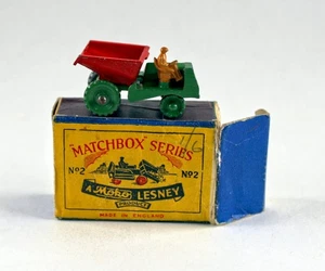 Matchbox RW 02A Dumper rot & grün grüne Metallräder mit "A" MOKO script Box - Bild 1 von 14