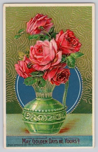 AK Rosen Goldener Pokal Mögen Goldene Tage dein sein 1912 Deutschland - Bild 1 von 3