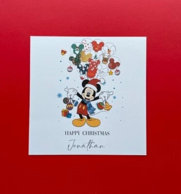 Mickey Mouse Christmas Card Disney Nephew Great Grandson Son Boys Personalised - Image 1 of 3