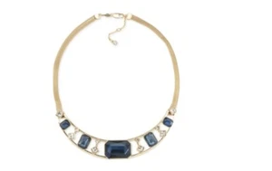 VTG CAROLEE GOLD TONE BLUE MESH COLLAR NECKLACE JC203 - Picture 1 of 3