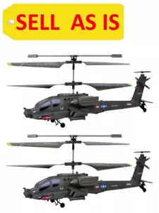 SELL AS IS 2pcs AH64 Apache Military Helicopter RC Gyro Infrared SYMA S109G Used - Picture 1 of 5