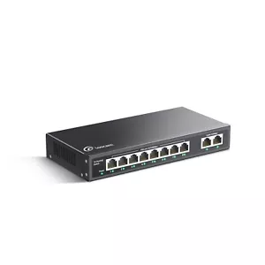 Loocam 8 Port 100mbps Unmanaged PoE Switch 96W 2 Uplink 802.3af/at Plug & Play - Picture 1 of 9