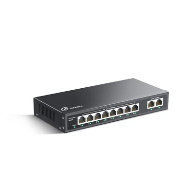Loocam 8 Port 100mbps Unmanaged PoE Switch 96W 2 Uplink 802.3af/at Plug & Play - Image 1 of 4