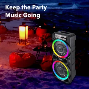 Dual 8" Sub woofer Portable Bluetooth Speaker Wireless Rechargeable AUX/FM/TF/RC - Picture 1 of 9
