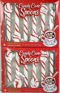 12 Stück ZUCKERSTANGENLÖFFEL Pfefferminzstreifenlöffel Bonbonlöffel Weihnachtslöffel - Bild 1 von 2