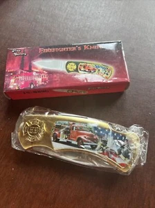 FROST CUTLERY Firefighter's Knife 15-989G Gold Plated Handle & 1 Other MS1121 - Picture 1 of 2