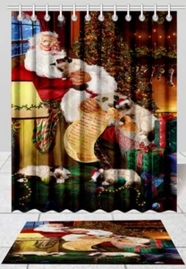 Birman Cat Christmas Bathroom Bathtub Shower Curtain & Bath Mat Combo Gifts - Picture 1 of 1