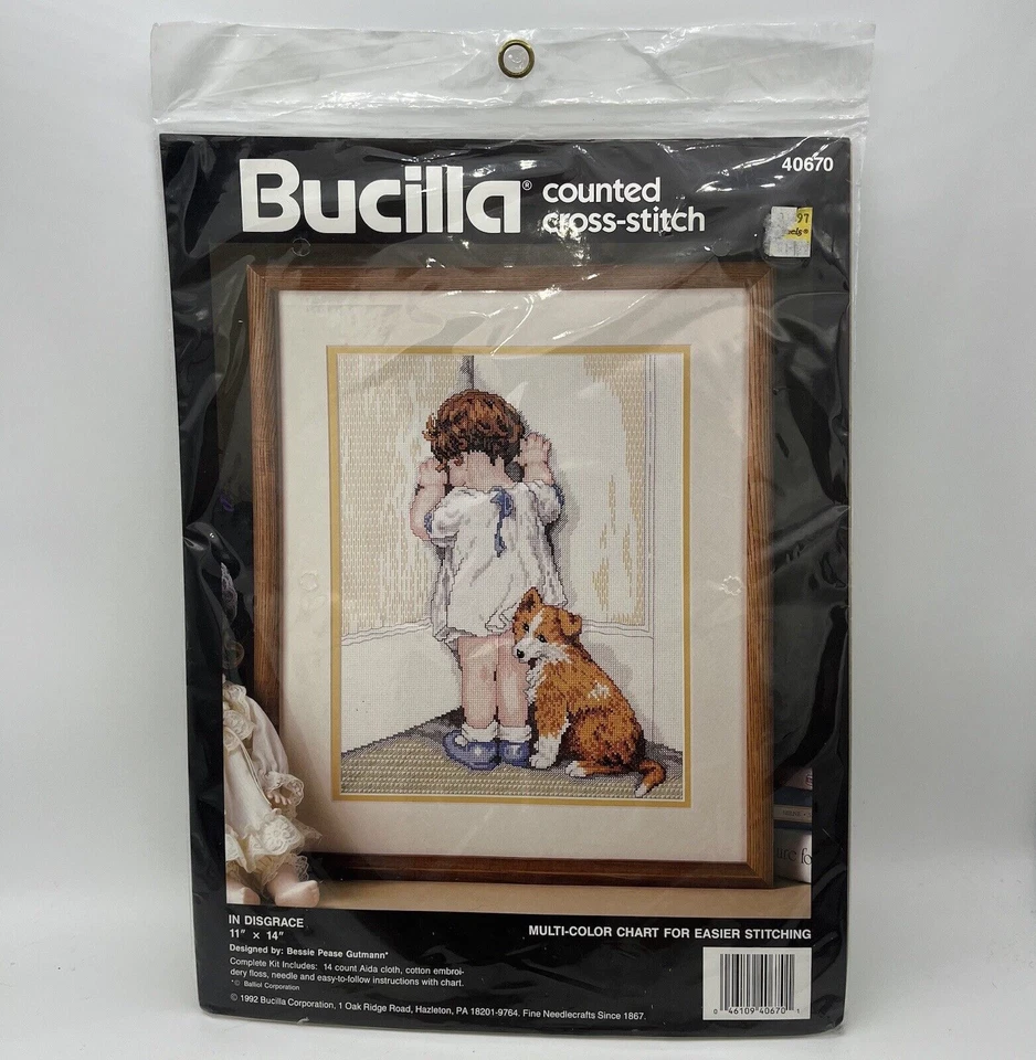 Vintage 1992 Bucilla Counted Cross Stitch Kit 40670 in Disgrace 11x14