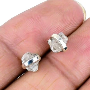 Memorial Day Deal Herkimer Diamond Stone Solid Silver Stud Post Boho Earrings - Picture 1 of 7