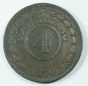Moneda Paraguay 4 Centesimos 1870 KM.4.1 | World Coins - Picture 1 of 2