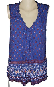 Camiseta sin mangas Faded Glory azul vibrante multicolor boho para mujer L (12-14) nueva sin etiquetas - Imagen 1 de 9