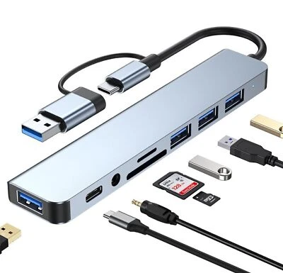 USB C Hub USB Hub 3.0, VIENON Aluminum 8 in 1 USB Splitter with 1 x USB 3.0, 3 x - Image 1 of 4