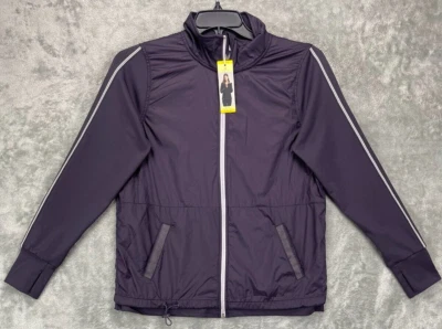 Tangerine Women's Active Stripe Jacket Size Medium Color Plum Pockets Full Zip - Image 1 of 4