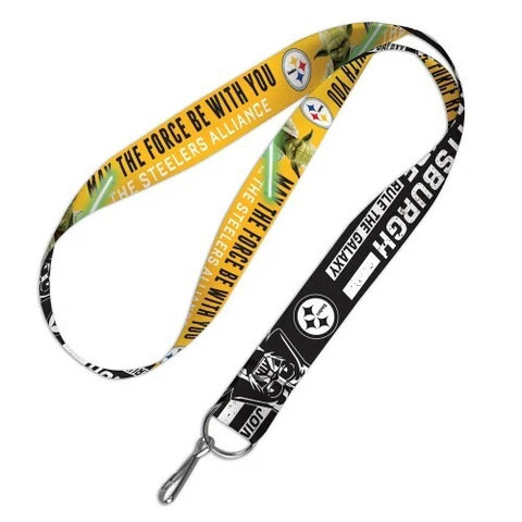 PITTSBURGH STEELERS STAR WARS YODA DARTH VADER DOUBLE SIDED LANYARD 1" W 20" L Cover