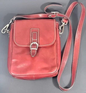 Italian Burgundy Red Leather Hand Made Floto Shoulder Bag Handbag Florence Italy - Picture 1 of 8