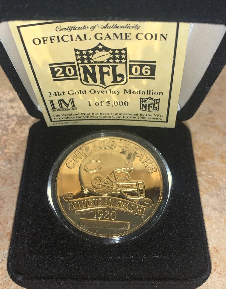 Chicago Bears 2006 Highland Mint Game Coin 24k Overlay Gold. 1 Of 5000 - Image 1 of 3