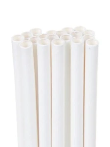 100PCS Paper Straws White Large Wide For Bubble Tea Boba Pearls 21cm Ø12mm - Picture 1 of 2