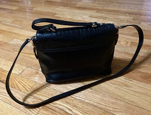 Kate Spade Medium Exotic Croc Satchel Black Leather Purse Bag - Picture 1 of 12