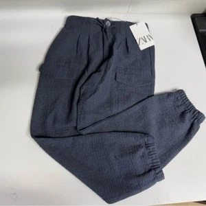 ZARA Girls Navy Cargo Jogger Elastic Waist Pants Size 10 NWT - Picture 1 of 7