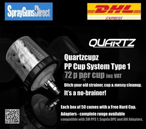 Sistema de pulverización de pintura Quartzcupz pistola pulverizadora taza, forros y tapas 650 ml 190 micras - Imagen 1 de 2