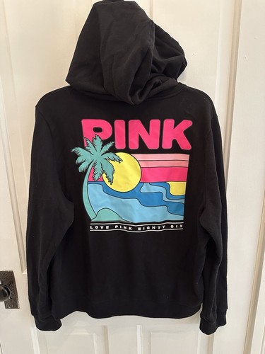 UNDERCOVER FELPA CON CAPPUCCIO ZIP MARCA VICTORIA SECRET ROSA ACCENTI LOGO TAGLIA XL USATA IN OTTIME CONDIZIONI