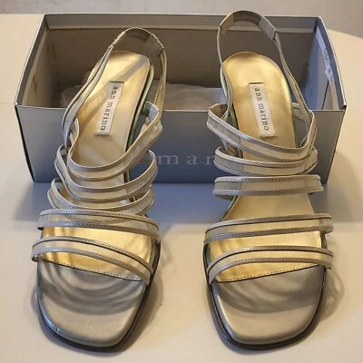 ANN MARINO кожи сетки верхний с ремешками сандалии 2 1/2» акриловый каблук размер 9 1/2 M - Изображение 1 из 4