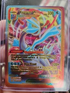 Kyurem VMAX Rainbow Foil Fan Art Textured Collector Pokemon Card HP 330 046/196 - Picture 1 of 5