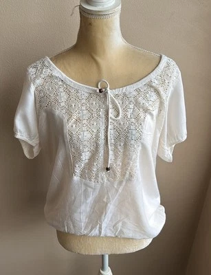 Blusa para mujer Nolita talla M con encaje blanca manga corta nueva ST2125 Foto 1 de 4