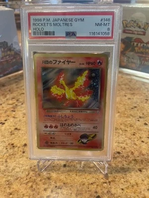 Rocket's Moltres Rare Holo Pokemon 1998 Gym Heroes Japanese #146 PSA 8 NM - Mint - Image 1 of 2