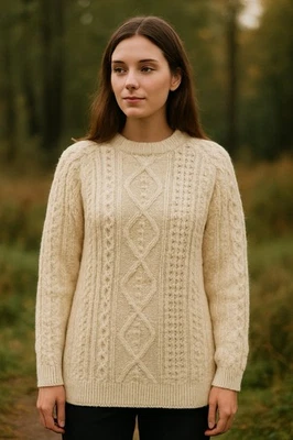 VTG Blarney Sweater Womens 40 Irish Aran Wool Chunky Cable Knit Fisherman Cabinc - Image 1 of 4