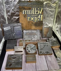 Set Of 12 Antique/Vintage Letterpress printing Blocks and Plates. - Picture 1 of 24