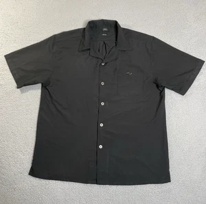 Vintage Oakley Button Up Shirt Mens L Black 3D Metal Logo Reto Y2K Resort Wear - Picture 1 of 20