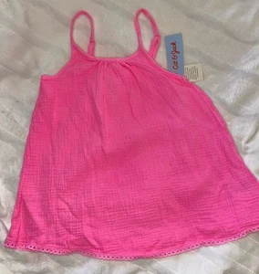 Cat & Jack Girl's Size Medium (8) Gauze Sleeveless Tank Top Neon Pink Safety - Picture 1 of 3