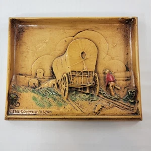 Vintage 3D Wall Art Plaque, The Covered Wagon, American West - Picture 1 of 8