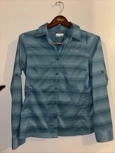 Omni Shade Columbia Sun Protection Blue Plaid Button Up Shirt Sz L - Picture 1 of 6