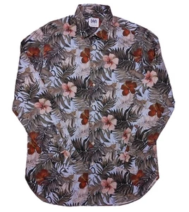 DAN ROMA Made Italy Long Sleeve Shirt Leopard Cheetah Animals Floral 15.5-16 35 - Picture 1 of 11