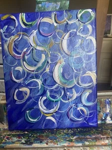 Blasen, Wasser, Meer, Fisch, 8/10 cm original gemalt auf Leinwand, abstrakt, Meerjungfrau - Bild 1 von 12