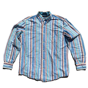 Vintage Nautica Long Sleeve Button Down Shirt Men's M Striped Colorblock Preppy - Picture 1 of 6