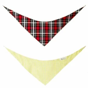Collo per cane rosso giallo a quadretti 2 modelli - foulard cotone foulard per cane Hun - Foto 1 di 1