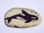 Masse Signed Orca Pin Painted Antler Killer Whale Brooch Handmade Very Good Cond