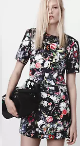 ALEXANDER McQUEEN MULTICOLOR FLORAL PRINT FITTED MINI DRESS - NEW - SIZE IT 42 - Picture 1 of 12