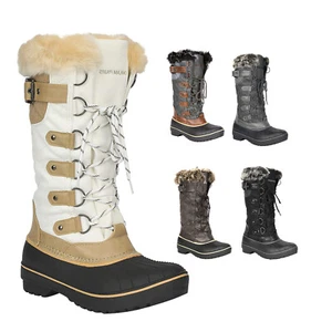 Women Faux Fur Lined Mid Calf Winter Snow Boots Fashion Knee High Boots 5-12 - Picture 1 of 25